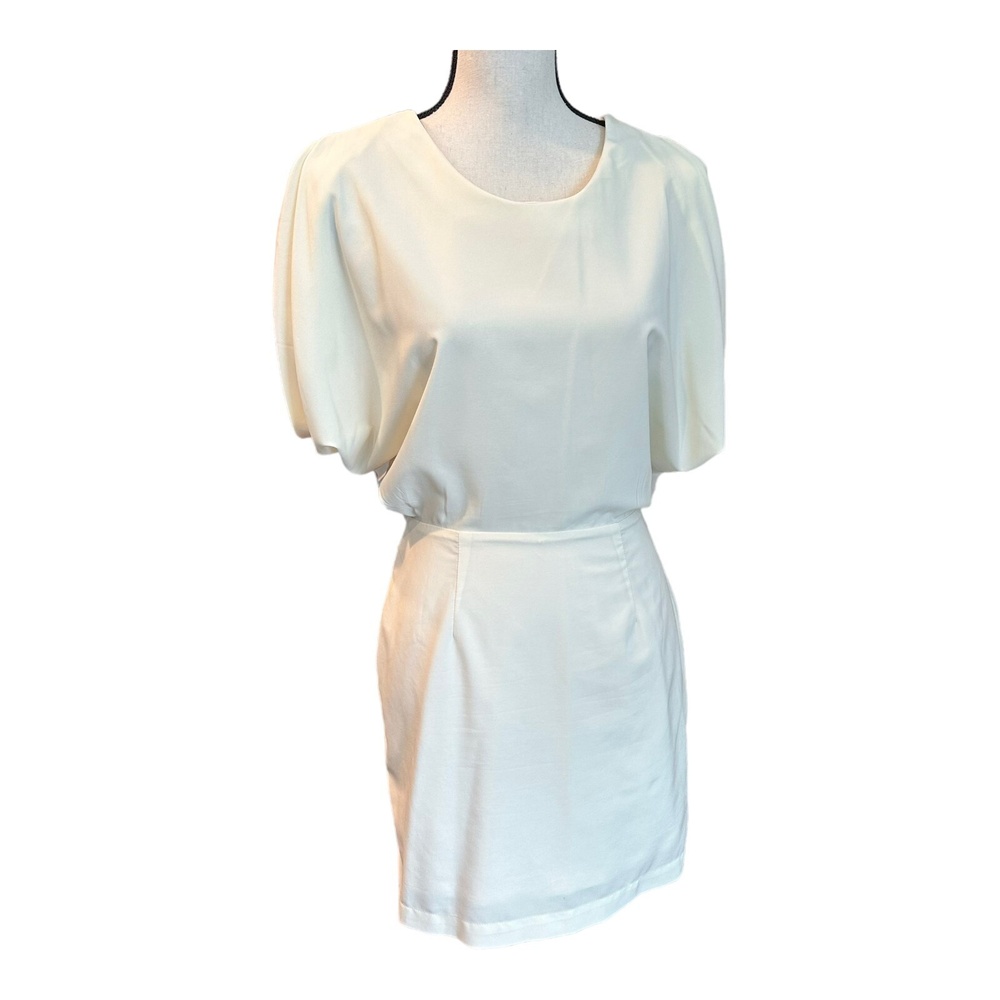 Ark & Co Womens Sheath Dress Ivory Dolman Draped Sleeves Tulip Mini Solid S